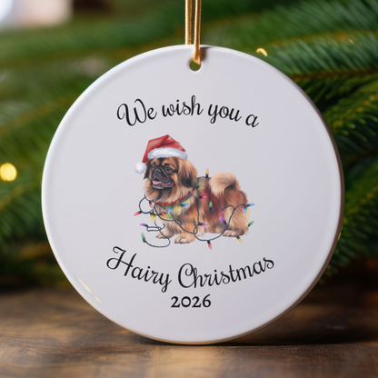 Christmas Pekingese Ornament, Christmas Lights Dog Keepsake