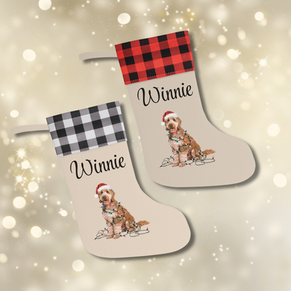 Personalized Goldendoodle Christmas Stocking, Holiday Decor Gift for Pet Lovers