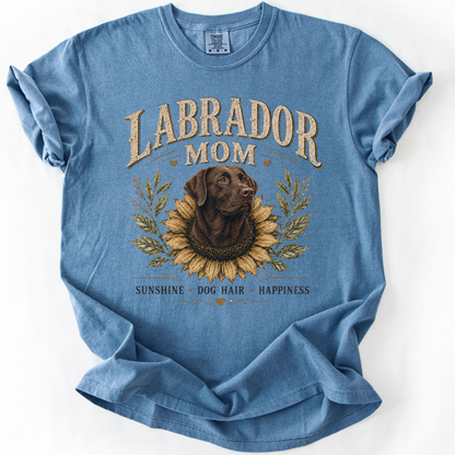 Chocolate Lab Mom Shirt, Labrador Retriever Sunflower Tee, Vintage Dog Lover Gift