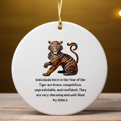 Chinese Zodiac Tiger Ornament, Year of the Tiger Horoscope Gift for Lunar New Year
