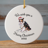 Load image into Gallery viewer, Christmas Collie Ornament, Christmas Lights Dog Keepsake
