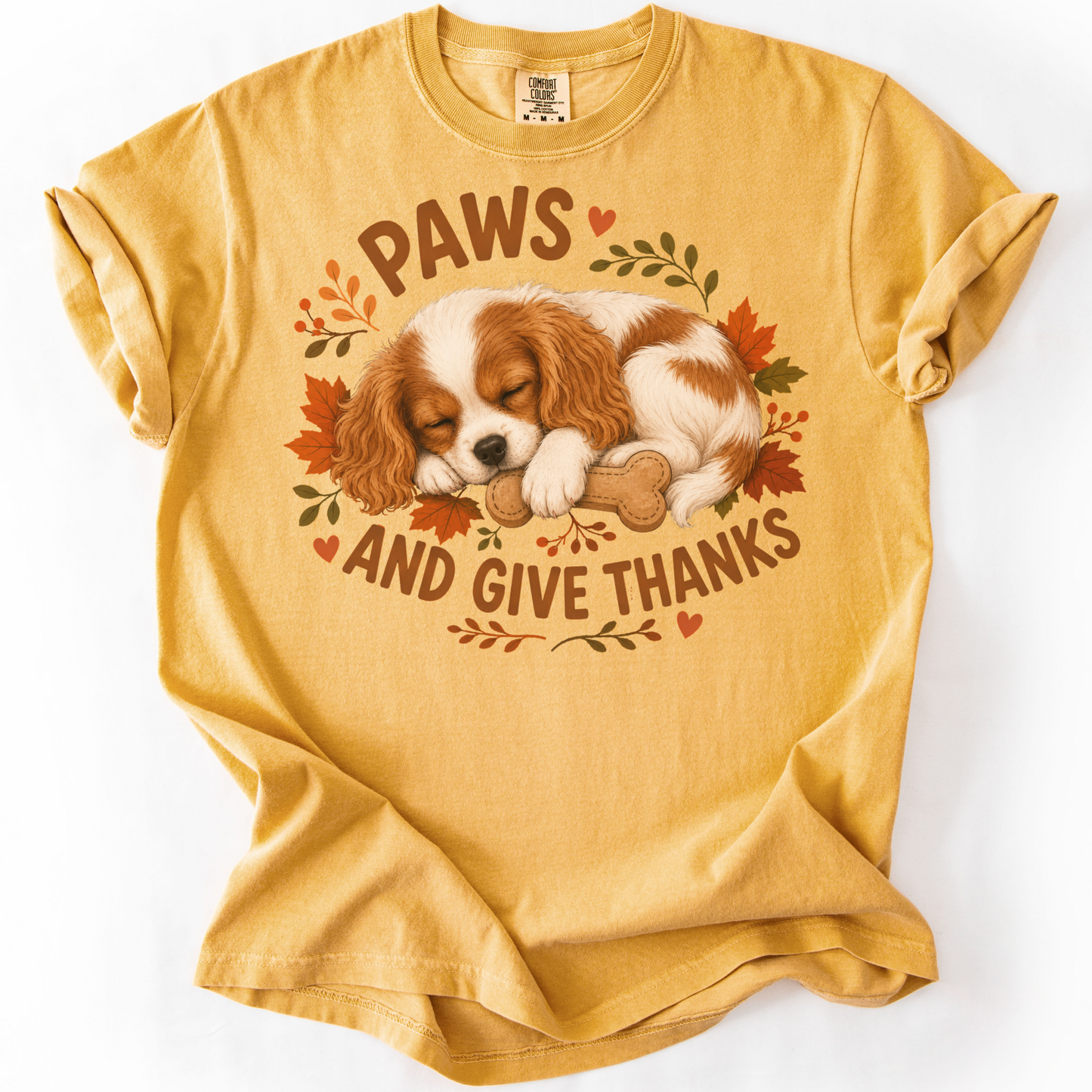 Blenheim Cavalier Thanksgiving Shirt, Paws Give Thanks Tee, Fall Cavalier Dog Lover Gift