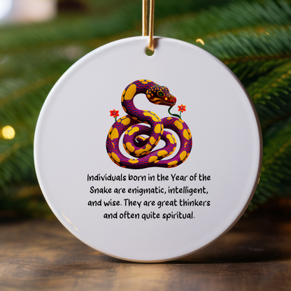 Chinese Zodiac Snake Ornament, Year of the Snake Horoscope Gift for Lunar New Year