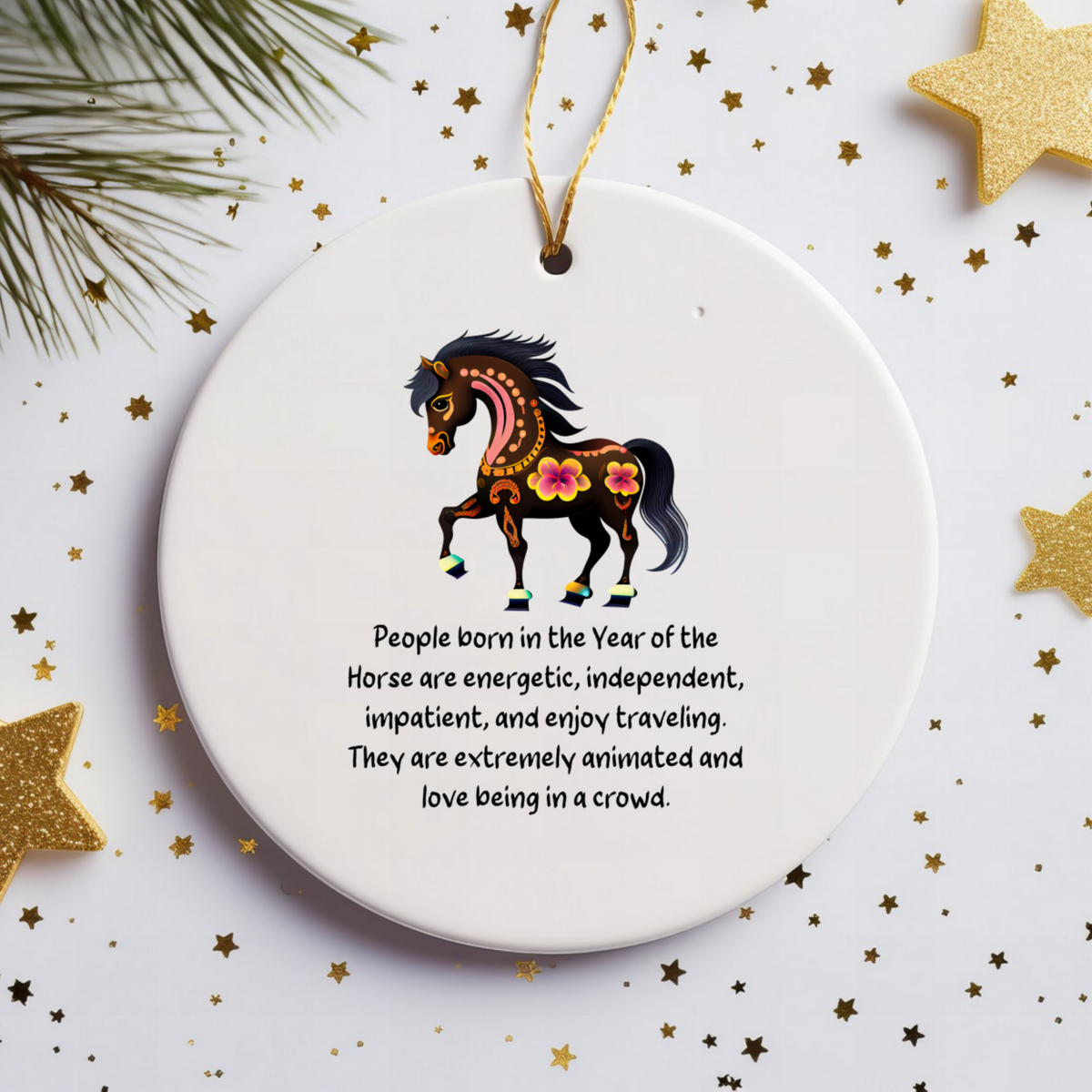 Chinese Zodiac Horse Ornament, Year of the Horse Horoscope Gift for Lunar New Year