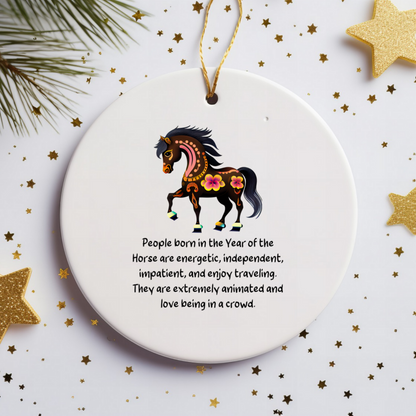 Chinese Zodiac Horse Ornament, Year of the Horse Horoscope Gift for Lunar New Year