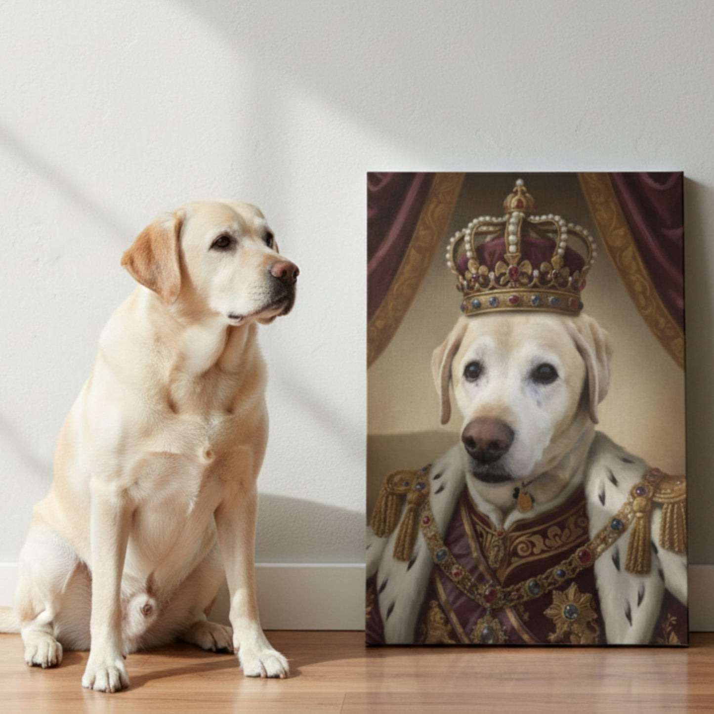 Personalized Royal King Dog Portrait – Custom Renaissance Pet Art Canvas