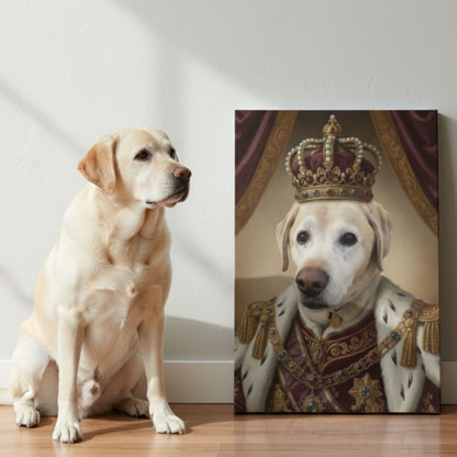 Personalized Royal King Dog Portrait – Custom Renaissance Pet Art Canvas