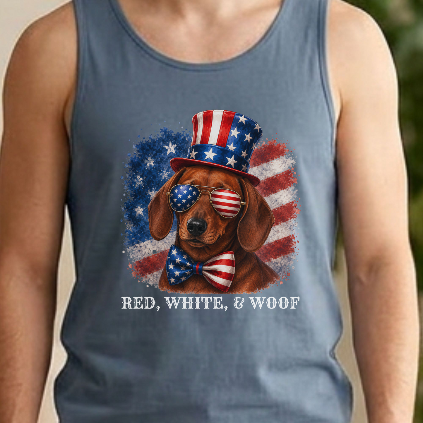 Patriotic Red Dachshund Tank Top