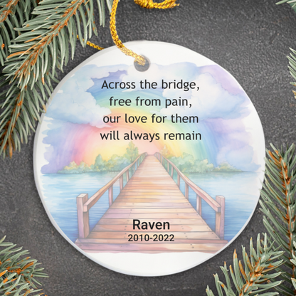 Pet Memorial Two-Sided Ornament, Rainbow Bridge Keepsake, Dog Cat Loss Sympathy Gift