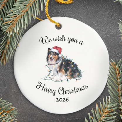 Christmas Sheltie Ornament, Christmas Lights Dog Keepsake