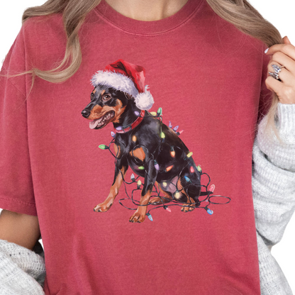 Christmas Miniature Pinscher Shirt, Christmas Lights Dog Tee, Christmas Dog Tee, Miniature Pinscher Mom Tshirt, Gift for Dog Lover