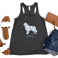 Load image into Gallery viewer, Custom Blue Floral Silhouette Dog Shirt/Hoodie/Tank - Personalize To Select Your Favorite Dog Breed
