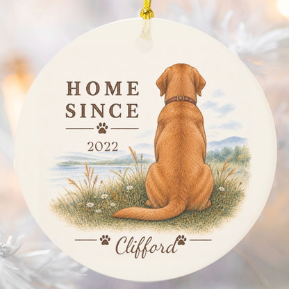 Personalized Fox Red Lab Ornament, Double Sided Labrador Gotcha Day Gift, Custom Dog Keepsake