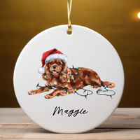 Load image into Gallery viewer, Ruby Cavalier King Charles Spaniel Ornament, Personalized Dog Christmas Decoration

