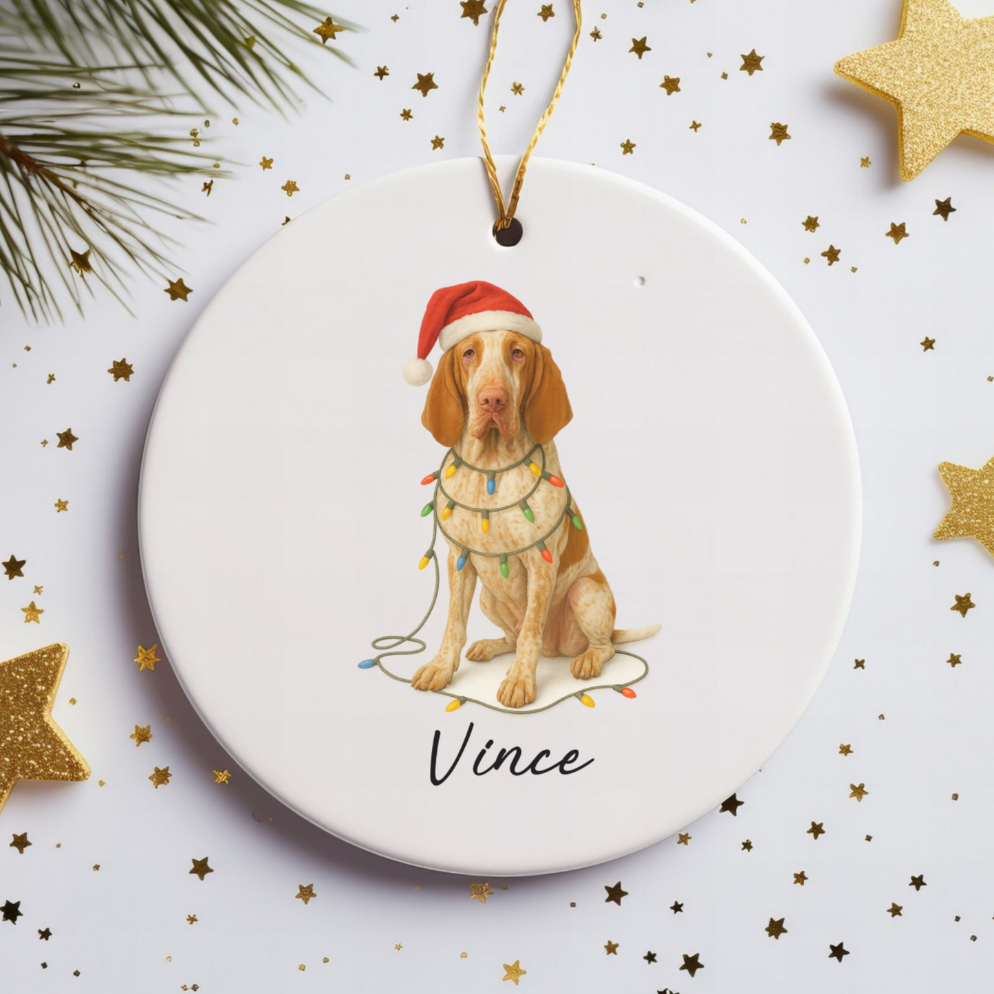 Personalized Bracco Italiano Ornament, Dog Lover Christmas Tree Decoration, Ceramic Pet Keepsake