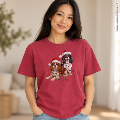 Cavalier King Charles Spaniel Christmas Shirt, Blenheim Tricolor Cavalier Holiday Tee, Gift for Dog Moms