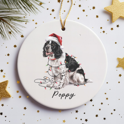 Personalized Black Springer Spaniel Ornament, Christmas Dog Decor
