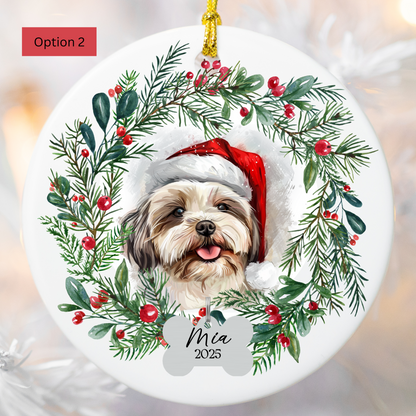 Personalized Shih Tzu Ornament, Custom Dog Christmas Keepsake, Customized Pet Name Ornament, Pet Memorial Ornament, Custom Dog Keepsake