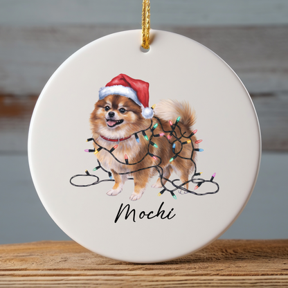 Personalized Pomeranian Ornament, Custom Ceramic Pet Keepsake