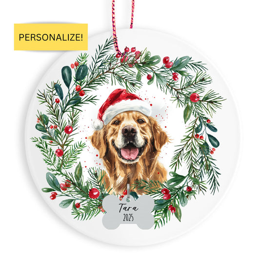 Personalized Golden Retriever Christmas Ornament