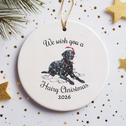 Christmas Black Labrador Ornament, Christmas Lights Dog Keepsake