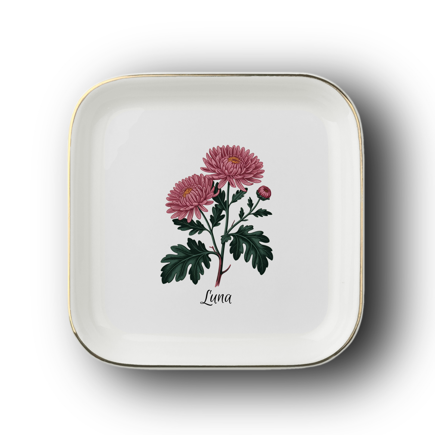 Personalized Birth Flower Jewelry Dish