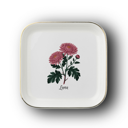 Personalized Birth Flower Jewelry Dish