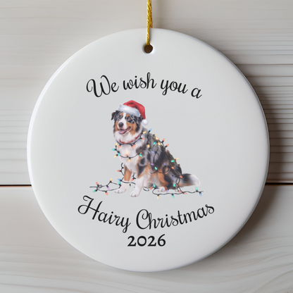 Australian Shepherd Ornament, Personalized Christmas Lights Dog Keepsake
