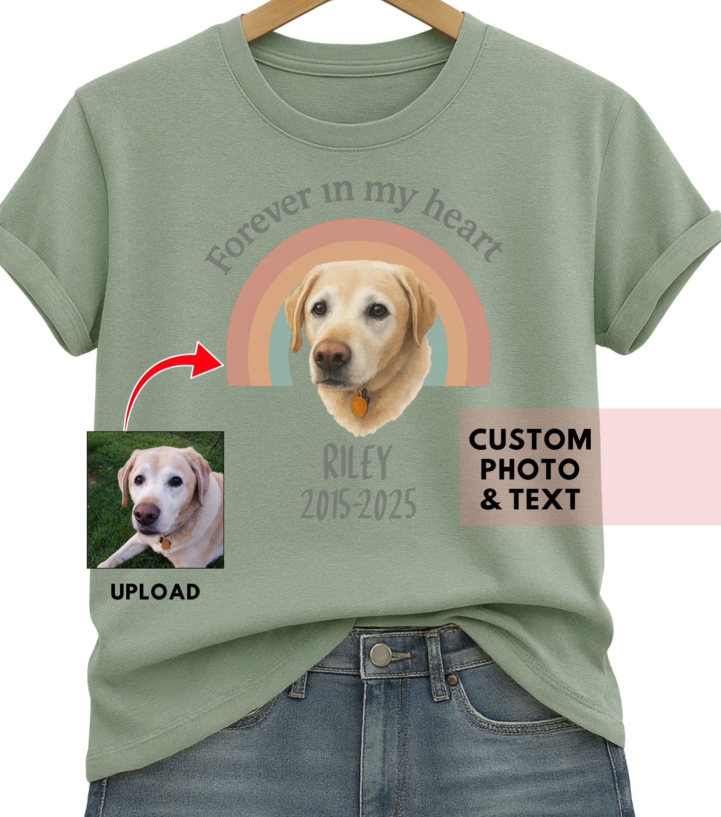 Personalized Pet Memorial Shirt, Dog Memory Gift, Rainbow Bridge Tribute Tee, Custom Photo Comfort Colors, Pet Lover Keepsake