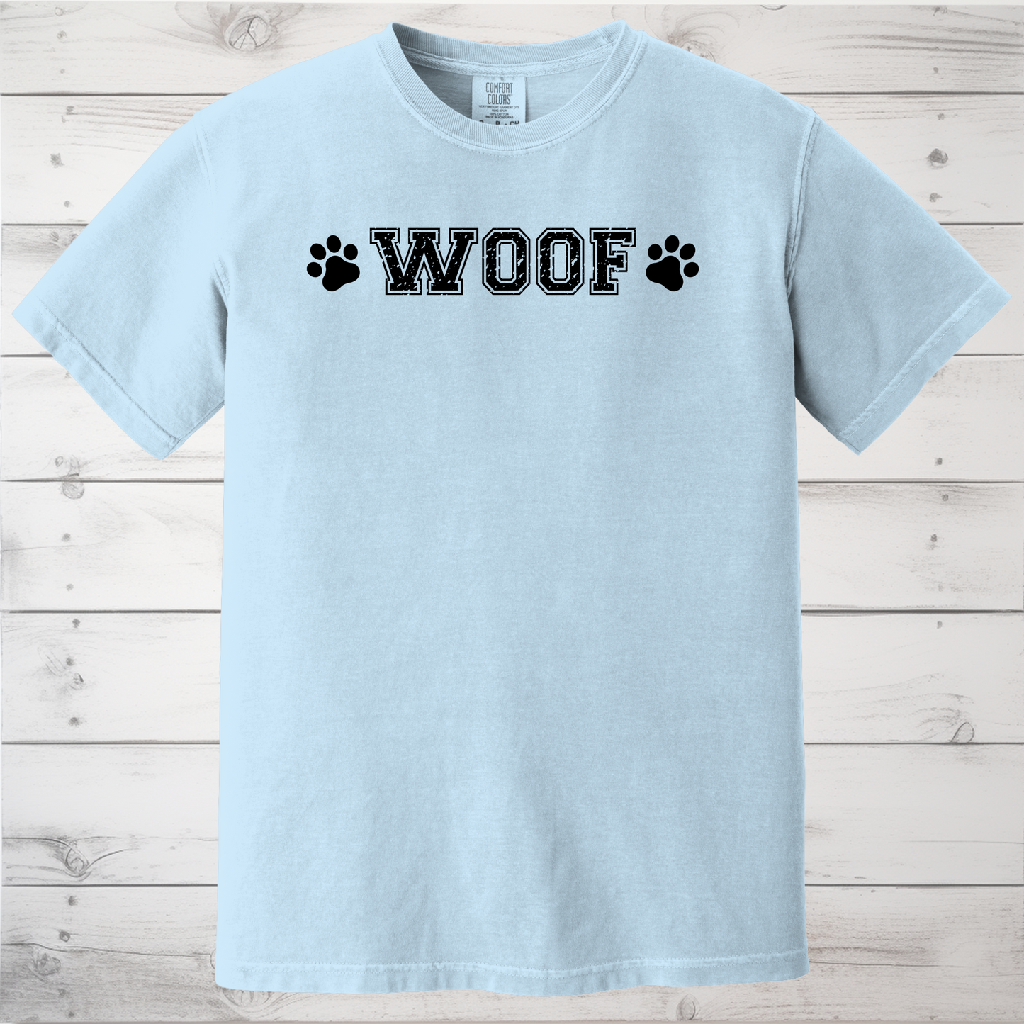 WOOF Paw Print T-Shirt, Minimalist Dog Lover Tee