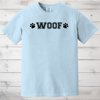 WOOF Paw Print T-Shirt, Minimalist Dog Lover Tee