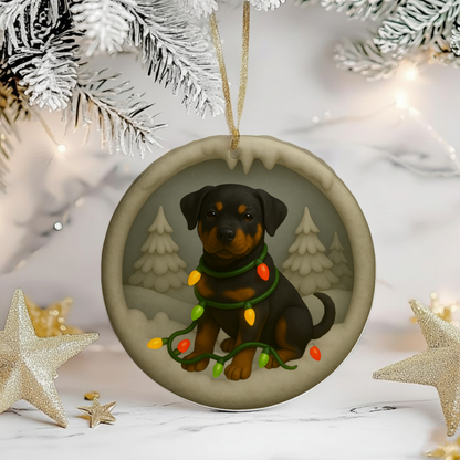 Personalized Rottweiler Christmas 3D Clay-Style Dog Keepsake