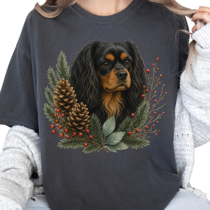 Black and Tan Cavalier Christmas Shirt, Winter Dog Mom Gift, Cavalier King Charles Tee
