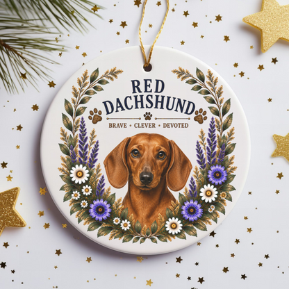 Red Dachshund Ornament, Dachshund Lover Gift, Doxie Mom Gift, Wiener Dog Keepsake
