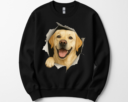Peeking Yellow Lab Sweatshirt – Adorable Labrador Lover Gift, Cute Dog Mom Crewneck, Funny Pet Owner Shirt