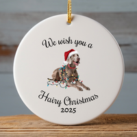 Load image into Gallery viewer, Christmas Weimaraner Ornament, Christmas Lights Dog Keepsake
