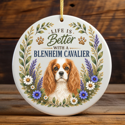 Blenheim Cavalier Ornament, Cavalier King Charles Spaniel Gift, Dog Mom Keepsake, Dog Lover Gift