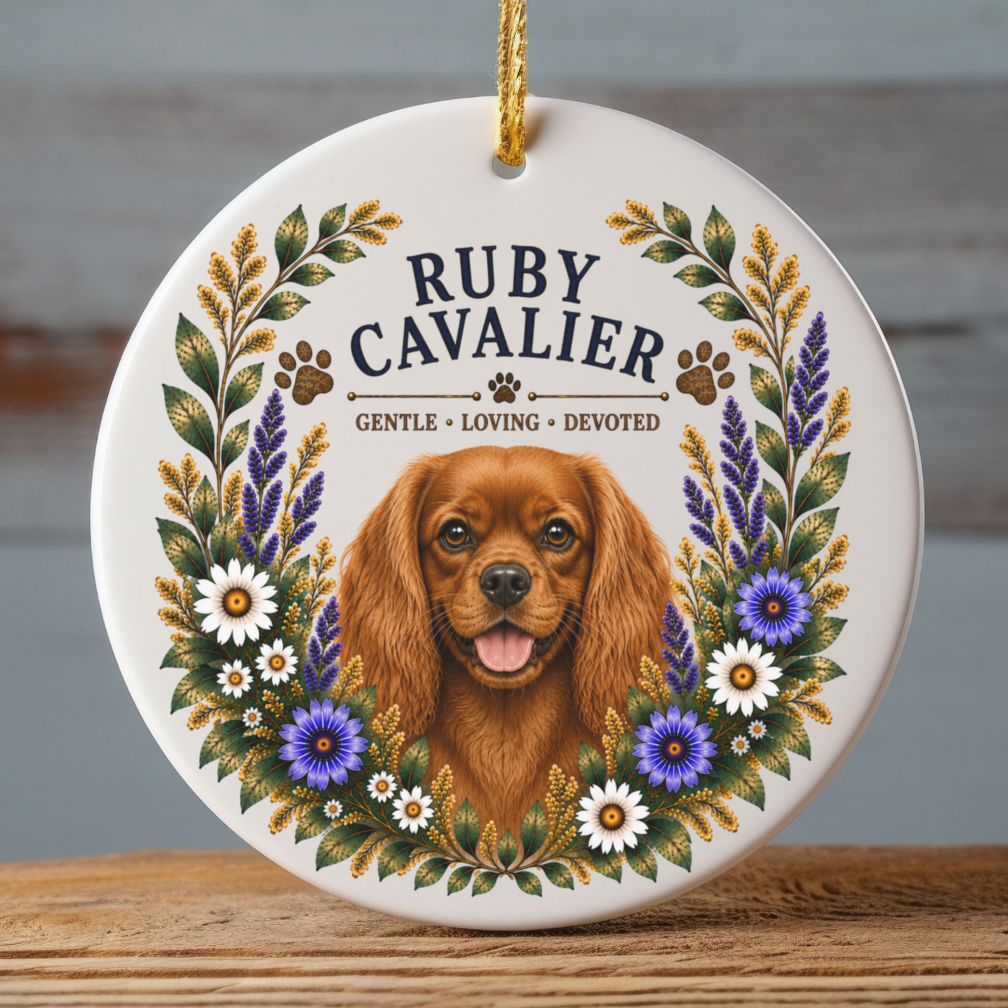 Ruby Cavalier Ornament, Cavalier King Charles Spaniel Gift, Ruby Cavalier Dog Mom Keepsake