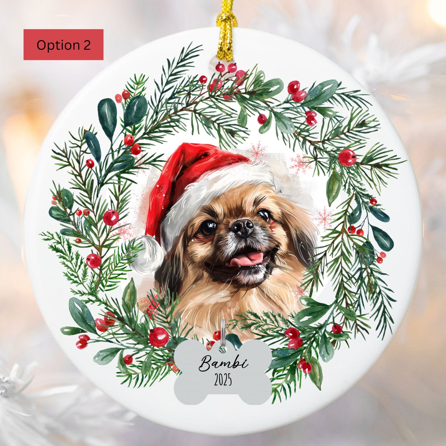 Personalized Pekingese Christmas Ornament
