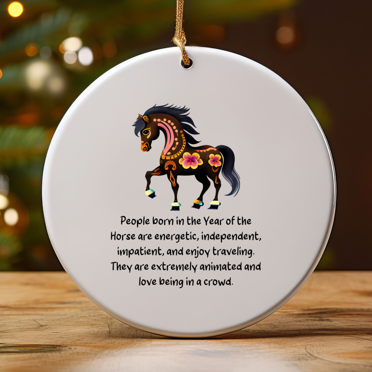 Chinese Zodiac Horse Ornament, Year of the Horse Horoscope Gift for Lunar New Year