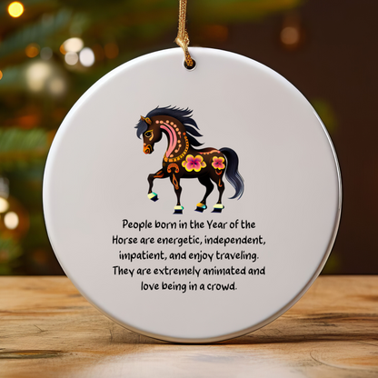 Chinese Zodiac Horse Ornament, Year of the Horse Horoscope Gift for Lunar New Year