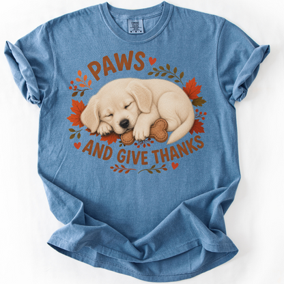 English Cream Golden Retriever Thanksgiving Shirt, Paws Give Thanks Tee, Fall Dog Lover Gift