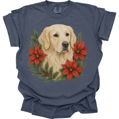 English Cream Golden Retriever Christmas Shirt, Poinsettia Dog Mom Holiday Tee