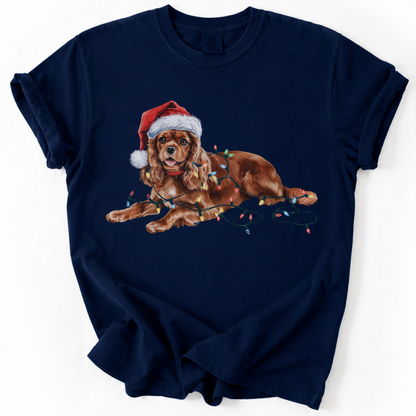 Ruby Cavalier King Charles Spaniel Christmas Shirt, Festive Dog Tee, Holiday Gift for Dog Lovers, Santa Hat Dog T-Shirt, Cute Dog Art