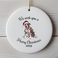 Load image into Gallery viewer, Christmas Pitbull Ornament, Christmas Lights Dog Keepsake
