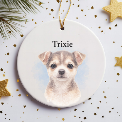 Personalized Watercolor Pet Ornament Custom Dog Cat Photo Christmas Gift
