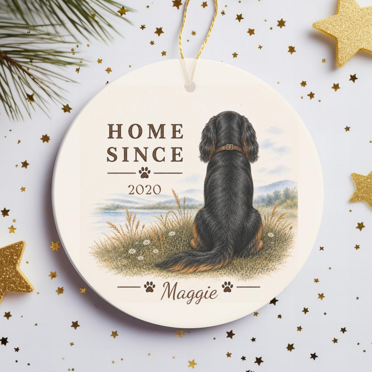 Personalized Black and Tan Cavalier Ornament, Double Sided Gotcha Day Gift, Custom Dog Keepsake