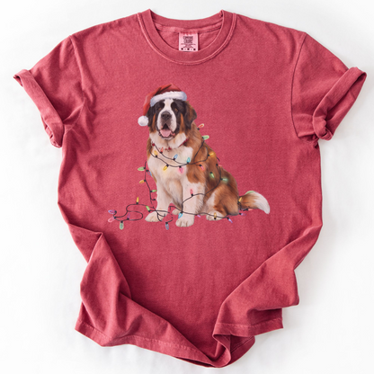 Christmas Saint Bernard Shirt, Christmas Lights Dog Shirt, Christmas Dog, Saint Bernard Mom Shirt, Gift for Dog Lover, Saint Bernard
