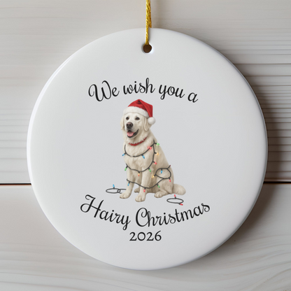 English Cream Golden Retriever We Wish You a Hairy Christmas Ornament