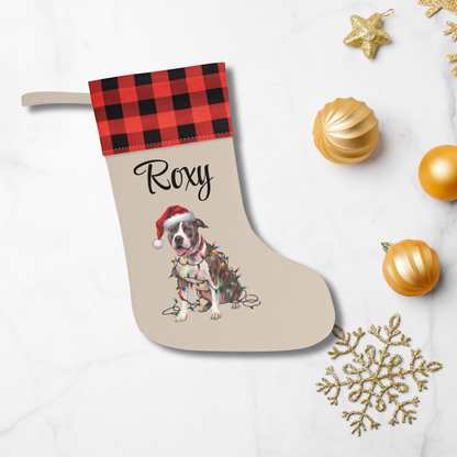 Personalized Pitbull Christmas Stocking, Holiday Decor Gift for Pet Lovers